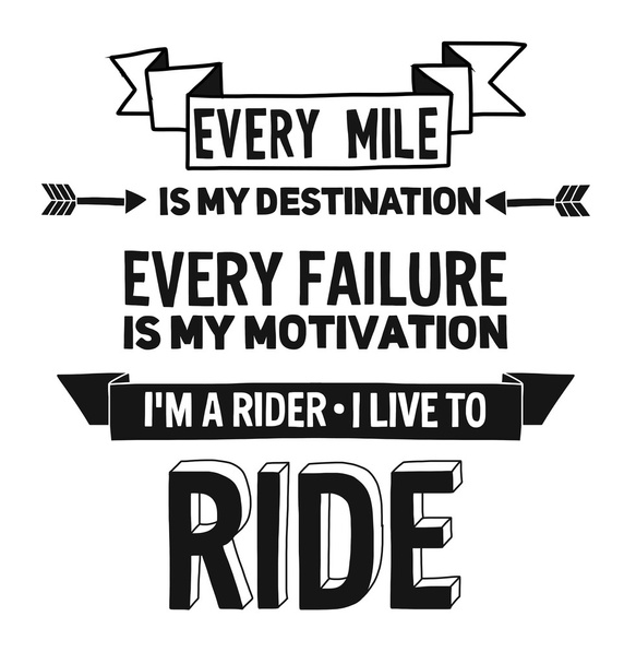 Biker-Zitat mit Motivationssatz - Vektor, Bild