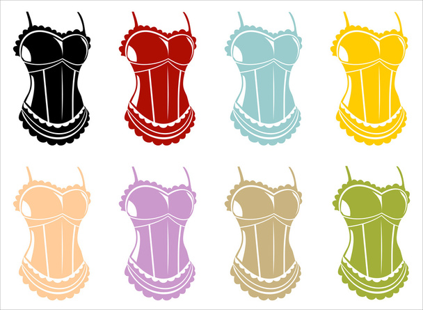 Set of colorful vintage corsets - Vektor, Bild