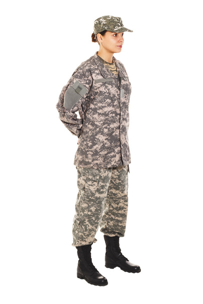 Tyttö - sotilas sotilasunivormussa
 - Valokuva, kuva