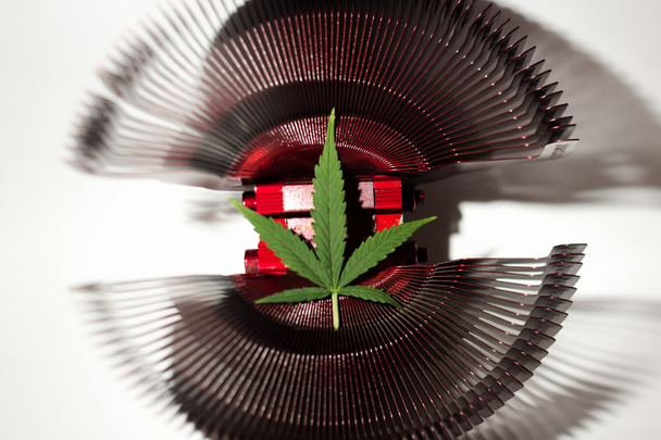 Lista de marihuana acostada sobre un objeto metálico
 - Foto, imagen