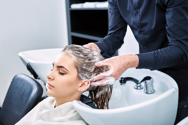 shampoo for hair, beauty salon, hair wash - Photo, Image