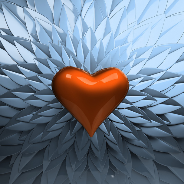 Красное сердце и лепестки
 - Фото, изображение