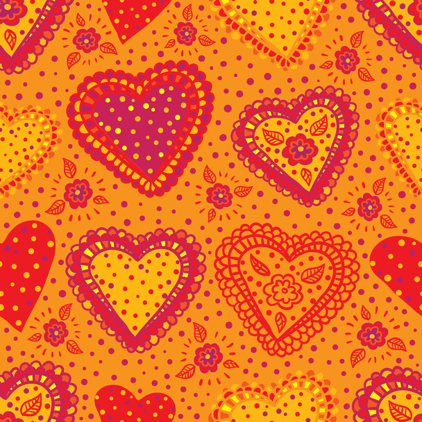 Yellow Hearts Seamless Pattern - Διάνυσμα, εικόνα