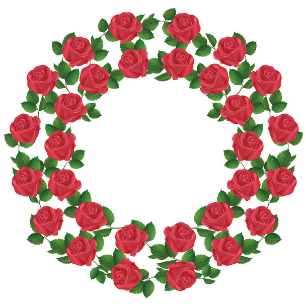 Ornament of red roses, element of design - Vektör, Görsel