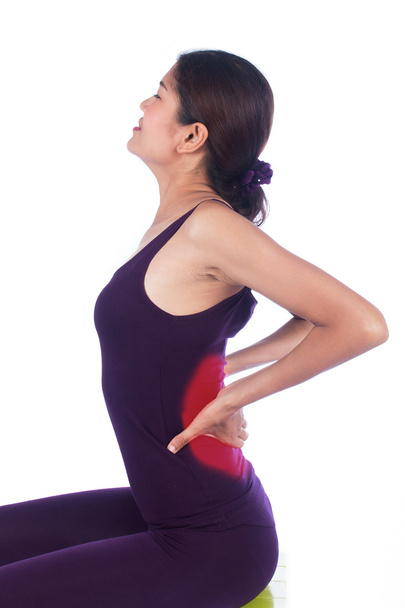 mulheres jovens dor nas costas no fundo branco
 - Foto, Imagem