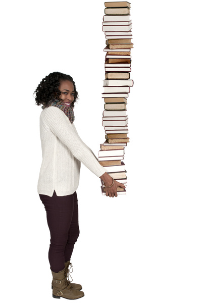 Mulher segurando livros
 - Foto, Imagem