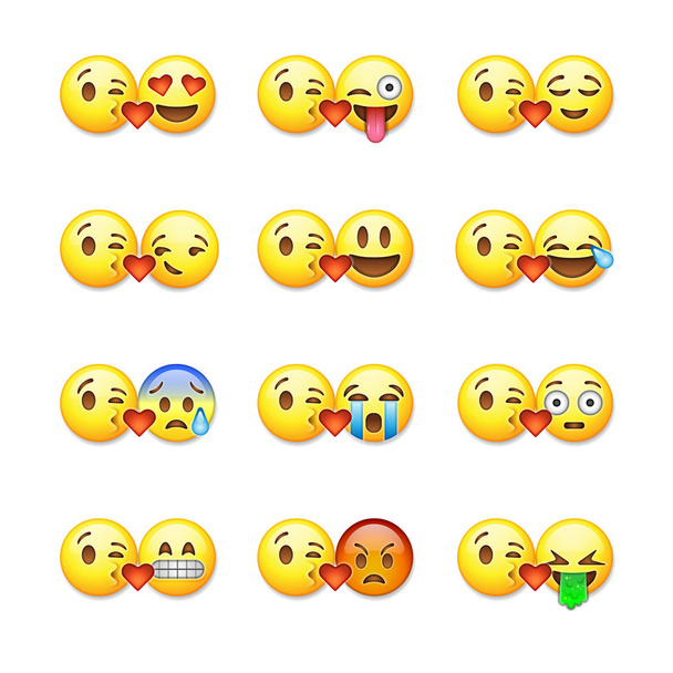Set of emoticons, emoji isolated on white - Vettoriali, immagini