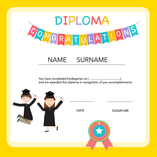 Сертификат ребенка диплом, детский сад, детский сад шаблон bac
 - Вектор,изображение