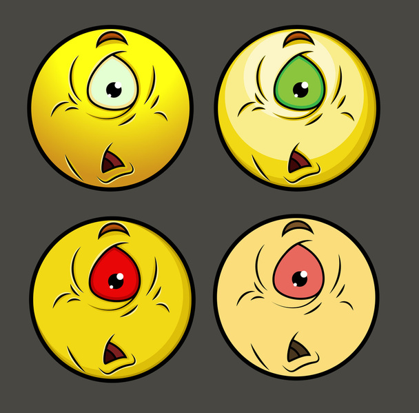 verärgert einäugiges außerirdisches Emoji-Smiley-Emoticon - Vektor, Bild