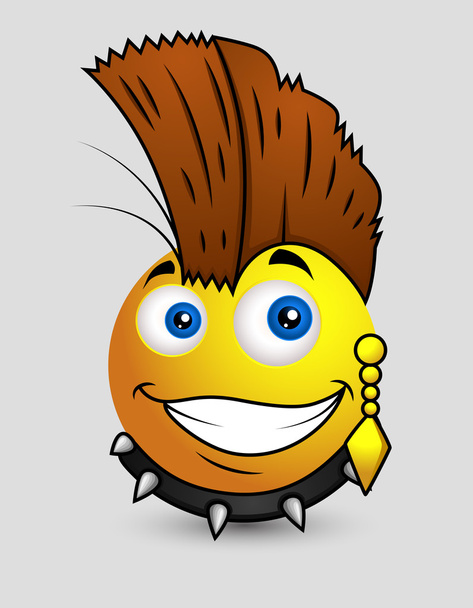 Punk Pop Star Emoji Emoticon sonriente
 - Vector, imagen