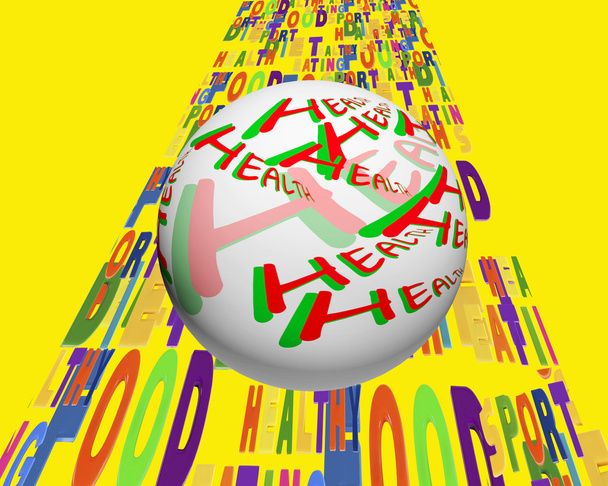 Imagen conceptual de una esfera con las palabras Salud, se mueve a t
 - Foto, Imagen