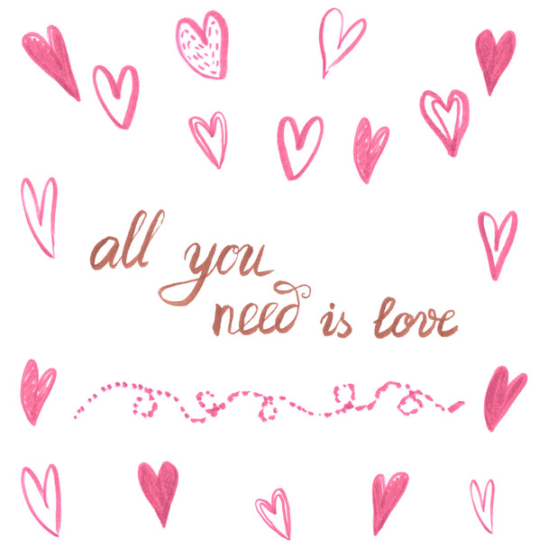 All you need is Love. Romantic Calligraphy. - Vector, afbeelding