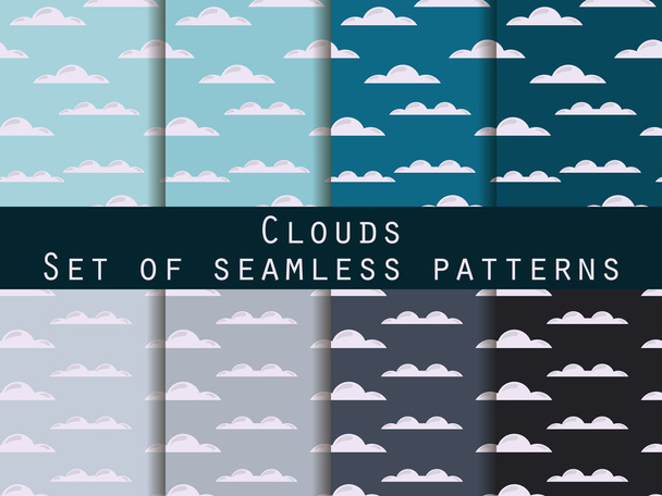 Clouds. Set of seamless patterns. The pattern for wallpaper, tiles, fabrics and designs. Vector illustration. - Διάνυσμα, εικόνα