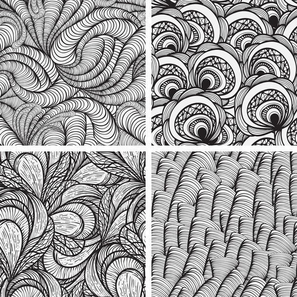 four vector seamless funky monochrome patterns - ベクター画像
