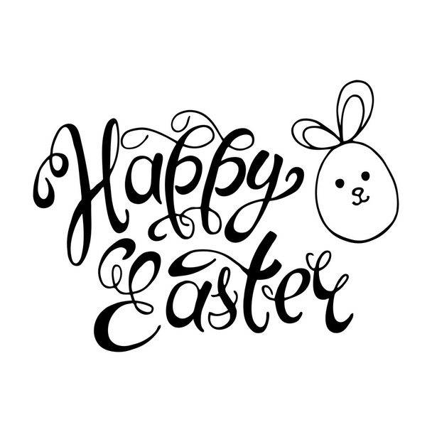 Happy Easter Calligraphic inscription and Rabbit. - Vector, imagen