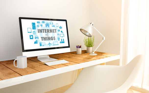 minimalist workplace with internet of things concept - Photo, Image
