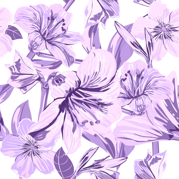 Seamless Flowers Pattern - Vector, Image