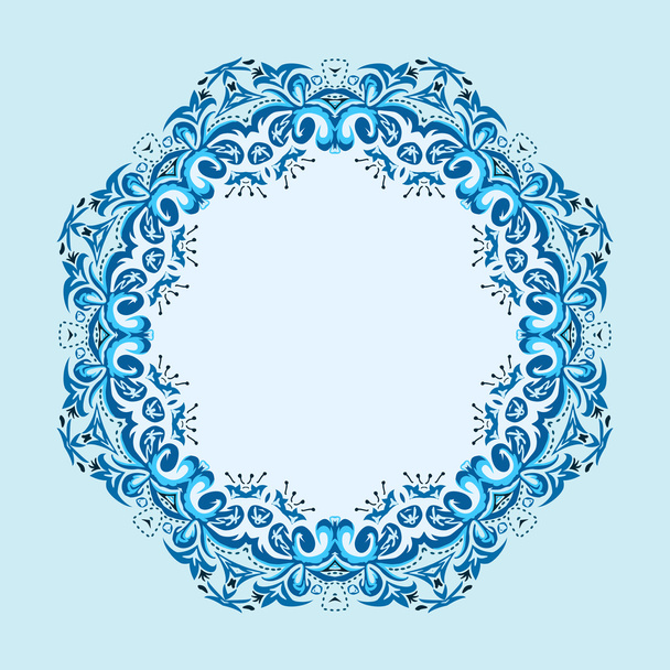 Illustrazione del telaio rotondo da elemento astratto su backgr blu - Vettoriali, immagini