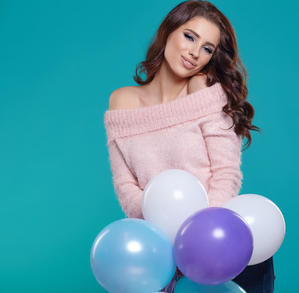 pretty woman with balloons - Photo, image