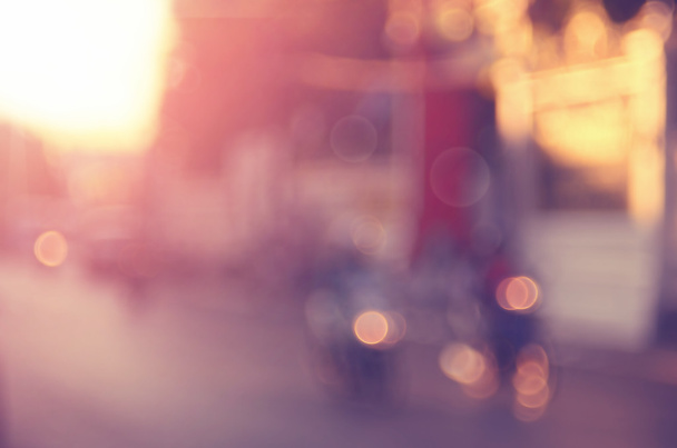 Blur traffic road with bokeh light abstract background. - Photo, Image