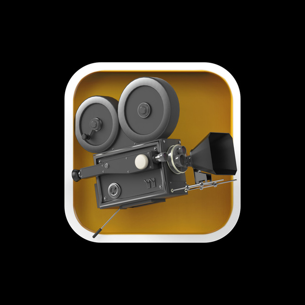 high detailed vintage movie camera on rounded square background. - Foto, Imagen
