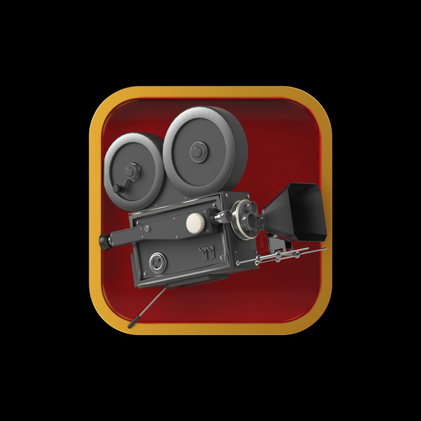 high detailed vintage movie camera on rounded square background. - Photo, Image