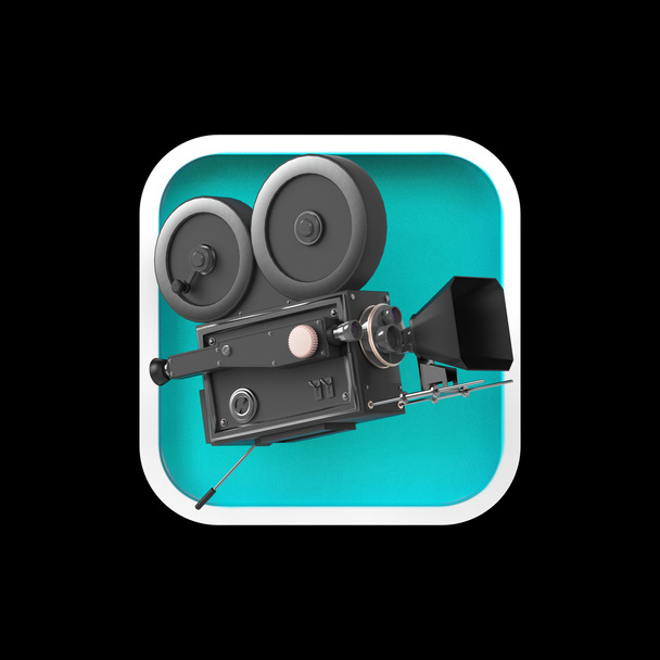 high detailed vintage movie camera on rounded square background. - Foto, immagini