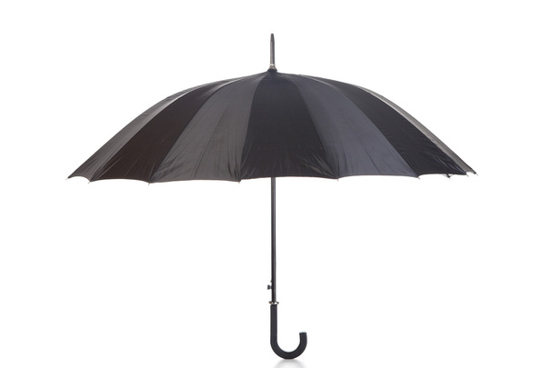Paraguas negro abierto aislado en blanco
 - Foto, imagen