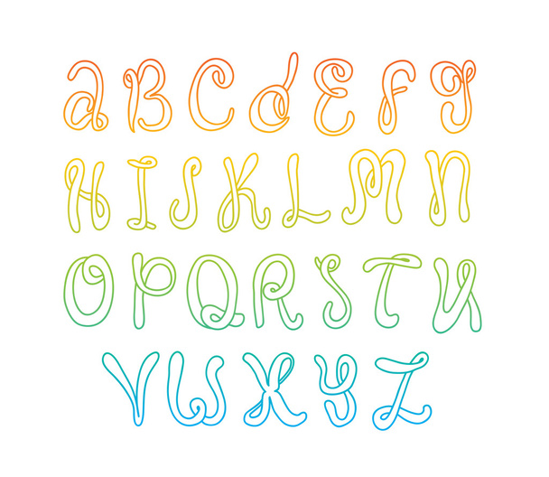Hand drawn alphabet. Doodle letters set. Colorful font on white background. - Vecteur, image