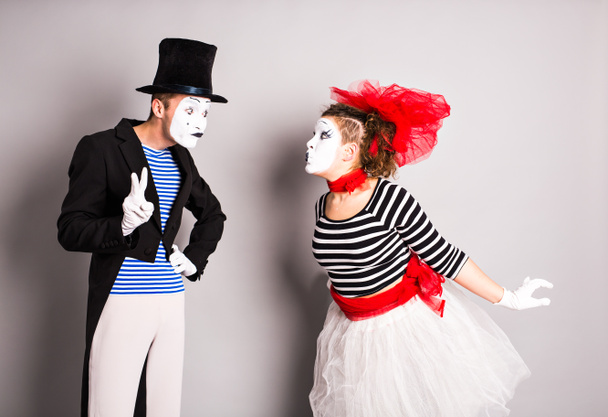 Twee mime, valentijn dag concept, April Fools Day concept - Foto, afbeelding