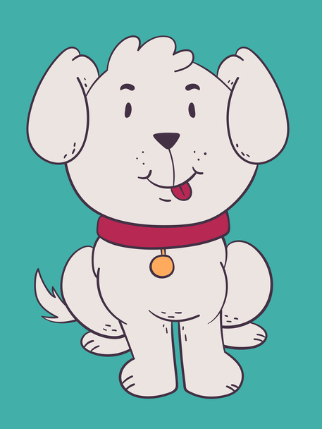 Cute Dog Sitting with Tongue Out - Vector, Image