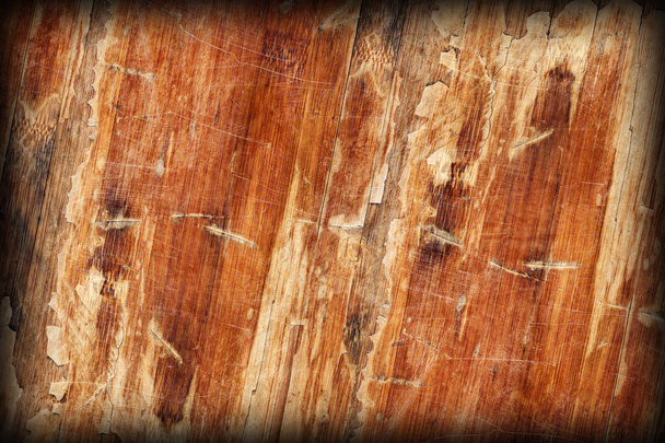 Old Wood Laminated Flooring Varnished Blockboard Cracked Scratch - Photo, Image