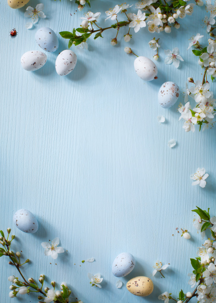 Easter eggs on wooden background  - Photo, Image