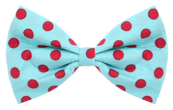 Noeud papillon pointillé bleu avec des taches rouges
 - Photo, image