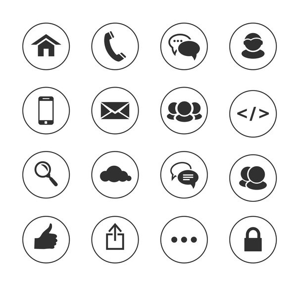 Web, communication black and white icons: internet - Vector, afbeelding