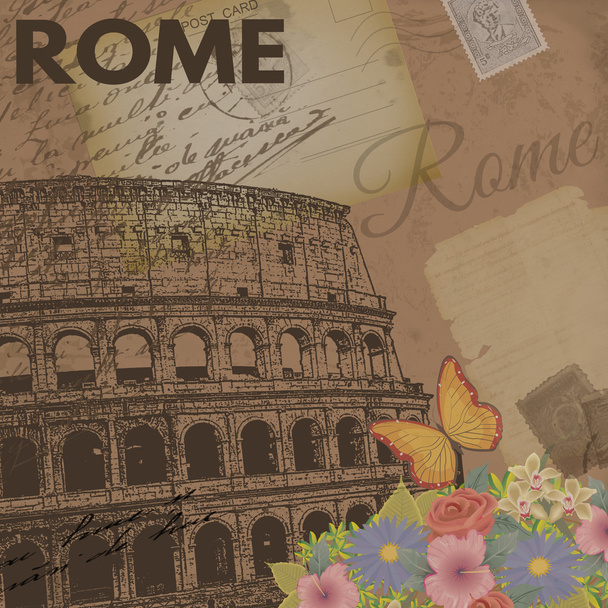 Róma vintage plakát - Vektor, kép