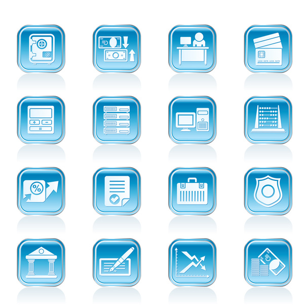Bank, business, finance and office icons - Vettoriali, immagini