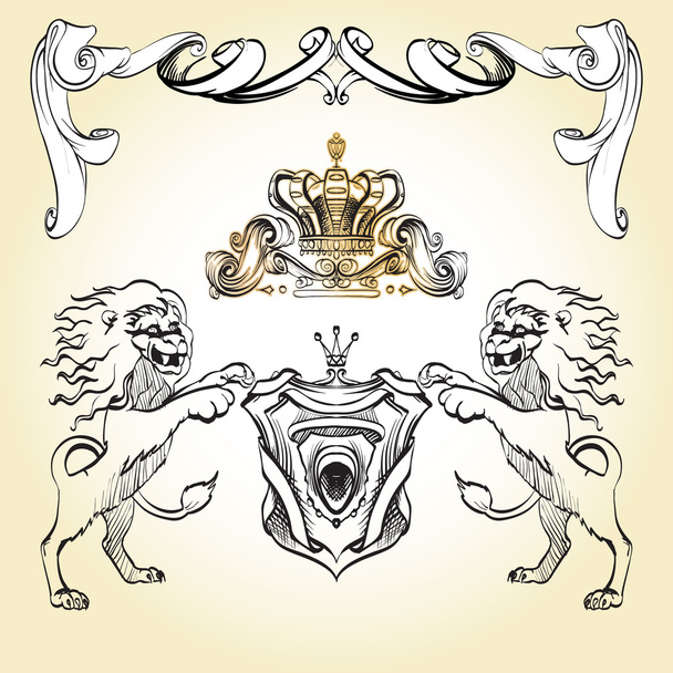 korony wektor, elementy ozdobne w stylu vintage dla decoratio - Wektor, obraz