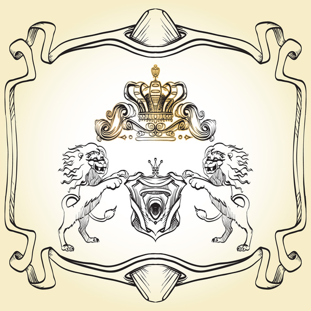 вектор короны, декоративные элементы в винтажном стиле для декорации
 - Вектор,изображение