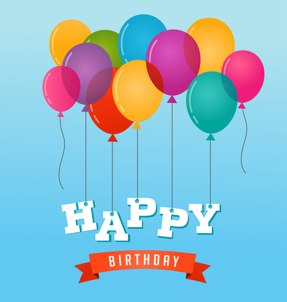 Balonlar parti mutlu doğum günü tebrik kartı - Vektör, Görsel
