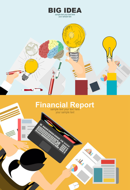 design  for  big idea and financial report - Vektor, obrázek