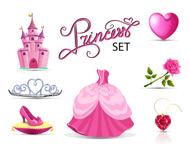 Pink priness set. - Vector, Image