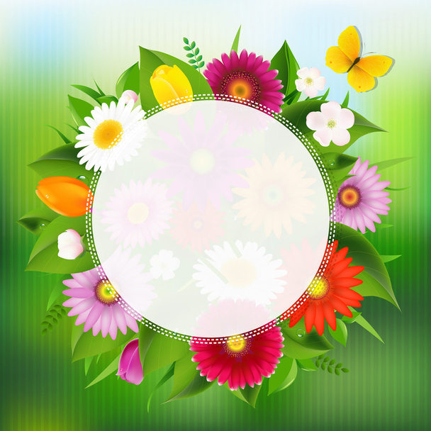 Summer Poster With Flowers - Vector, Image