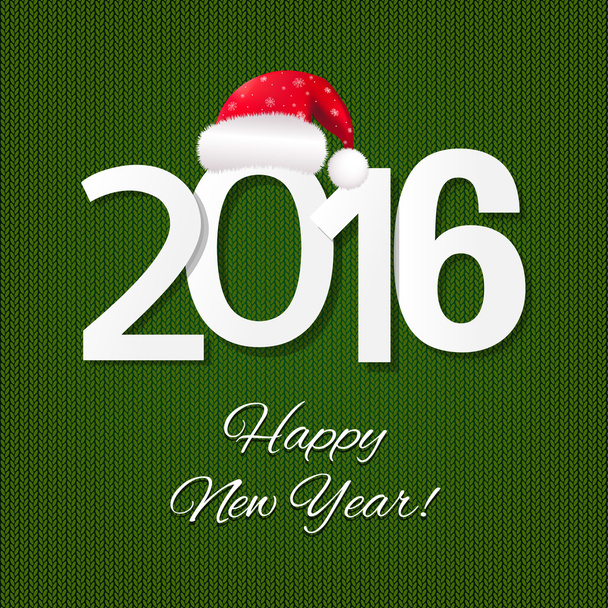 Happy New Year Card With Santa Hat - Vector, Image