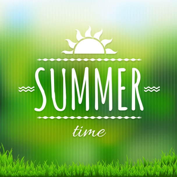 Summer Time Banner With Grass - Vektor, obrázek