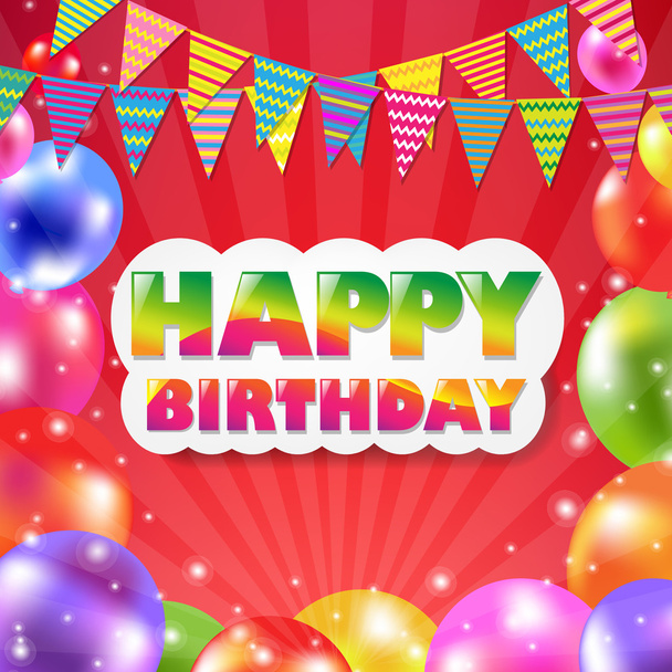 Banner de cumpleaños de globo de color
 - Vector, imagen