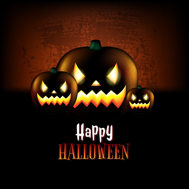 Happy Halloween Poster With Pumpkins - Vector, Image