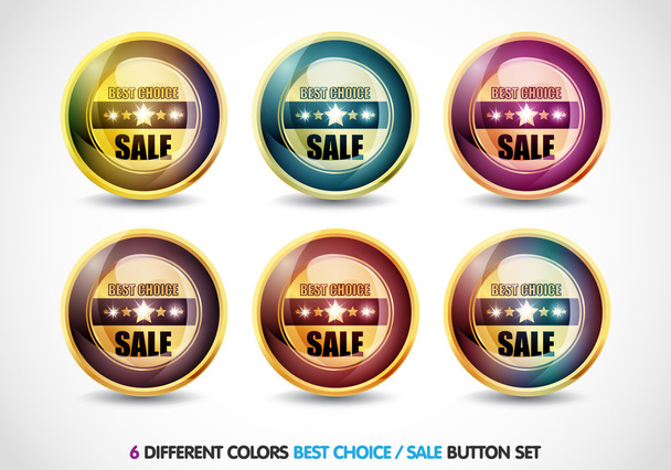 πολύχρωμο καλύτερο σύνολο κουμπί πώληση επιλογή - Διάνυσμα, εικόνα
