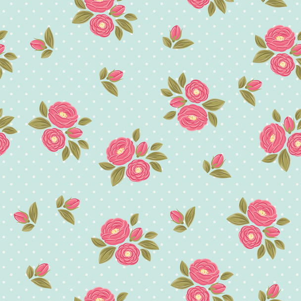 Shabby chic polka dot flora vintage pattern - Διάνυσμα, εικόνα