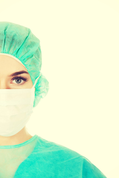 Close-up portrait of female surgeon doctor in mask - Photo, Image